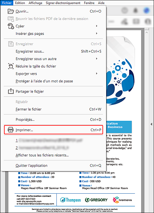 figure : écran Acrobat
